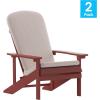 Flash Furniture Charlestown Set of 2 Adirondack Chairs with Cushions – Slate Gray Poly Resin Frame – Cream All-Weather Cushions – Indoor/Outdoor Use(Red/Cream)