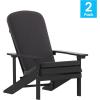Flash Furniture Charlestown Set of 2 Adirondack Chairs with Cushions – Slate Gray Poly Resin Frame – Cream All-Weather Cushions – Indoor/Outdoor Use(Slate Gray/Gray)