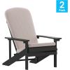 Flash Furniture Charlestown Set of 2 Adirondack Chairs with Cushions – Slate Gray Poly Resin Frame – Cream All-Weather Cushions – Indoor/Outdoor Use(Slate Gray/Cream)