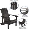 Flash Furniture Charlestown Set of 2 Adirondack Chairs with Cushions – Slate Gray Poly Resin Frame – Cream All-Weather Cushions – Indoor/Outdoor Use(Slate Gray/Blue)