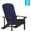 Flash Furniture Charlestown Set of 2 Adirondack Chairs with Cushions – Slate Gray Poly Resin Frame – Cream All-Weather Cushions – Indoor/Outdoor Use(Slate Gray/Blue)