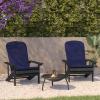 Flash Furniture Charlestown Set of 2 Adirondack Chairs with Cushions – Slate Gray Poly Resin Frame – Cream All-Weather Cushions – Indoor/Outdoor Use(Slate Gray/Blue)