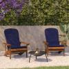 Flash Furniture Charlestown Set of 2 Adirondack Chairs with Cushions – Slate Gray Poly Resin Frame – Cream All-Weather Cushions – Indoor/Outdoor Use(Teak/Blue)