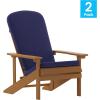Flash Furniture Charlestown Set of 2 Adirondack Chairs with Cushions – Slate Gray Poly Resin Frame – Cream All-Weather Cushions – Indoor/Outdoor Use(Teak/Blue)