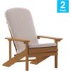 Flash Furniture Charlestown Set of 2 Adirondack Chairs with Cushions – Slate Gray Poly Resin Frame – Cream All-Weather Cushions – Indoor/Outdoor Use(Teak/Cream)