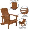 Flash Furniture Charlestown Set of 2 Adirondack Chairs with Cushions – Slate Gray Poly Resin Frame – Cream All-Weather Cushions – Indoor/Outdoor Use(Teak/Cream)