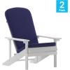 Flash Furniture Charlestown Set of 2 Adirondack Chairs with Cushions – Slate Gray Poly Resin Frame – Cream All-Weather Cushions – Indoor/Outdoor Use(White/Blue)
