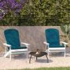 Flash Furniture Charlestown Set of 2 Adirondack Chairs with Cushions – Slate Gray Poly Resin Frame – Cream All-Weather Cushions – Indoor/Outdoor Use(White/Teal)