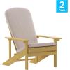 Flash Furniture Charlestown Set of 2 Adirondack Chairs with Cushions – Slate Gray Poly Resin Frame – Cream All-Weather Cushions – Indoor/Outdoor Use(Yellow/Cream)