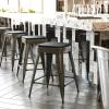 Flash Furniture Cierra 4 Pack Commercial Indoor Counter Height Stools – Gunmetal Galvanized Steel Frame – Black All-Weather Poly Resin Seat – 24″ High – Backless