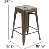 Flash Furniture Cierra 4 Pack Commercial Indoor Counter Height Stools – Gunmetal Galvanized Steel Frame – Black All-Weather Poly Resin Seat – 24″ High – Backless