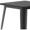 Flash Furniture Declan Commercial Outdoor Dining Table, All Weather Poly Resin Top with Steel Base, 23.75″ Square, Brown/Silver(Black Top/Black Frame)