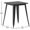 Flash Furniture Declan Commercial Outdoor Dining Table, All Weather Poly Resin Top with Steel Base, 23.75″ Square, Brown/Silver(Black Top/Black Frame)