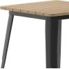 Flash Furniture Declan Commercial Outdoor Dining Table, All Weather Poly Resin Top with Steel Base, 23.75″ Square, Brown/Silver(Brown Top/Black Frame)