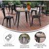 Flash Furniture Declan Commercial Outdoor Dining Table, All Weather Poly Resin Top with Steel Base, 23.75″ Square, Brown/Silver(Brown Top/Black Frame)