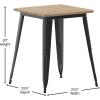 Flash Furniture Declan Commercial Outdoor Dining Table, All Weather Poly Resin Top with Steel Base, 23.75″ Square, Brown/Silver(Brown Top/Black Frame)