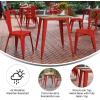 Flash Furniture Declan Commercial Outdoor Dining Table, All Weather Poly Resin Top with Steel Base, 23.75″ Square, Brown/Silver(Brown Top/Red Frame)