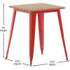 Flash Furniture Declan Commercial Outdoor Dining Table, All Weather Poly Resin Top with Steel Base, 23.75″ Square, Brown/Silver(Brown Top/Red Frame)