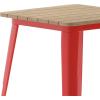 Flash Furniture Declan Commercial Outdoor Dining Table, All Weather Poly Resin Top with Steel Base, 23.75″ Square, Brown/Silver(Brown Top/Red Frame)