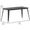 Flash Furniture Declan Commercial Outdoor Dining Table with Umbrella Hole, All Weather Poly Resin Top and Steel Base, 30″ x 60″, Brown/Silver(Black Top/Black Frame)