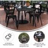 Flash Furniture Declan Commercial Outdoor Dining Table with Umbrella Hole, All Weather Poly Resin Top and Steel Base, 30″ x 60″, Brown/Silver(Black Top/Black Frame)