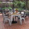 Flash Furniture Declan Commercial Outdoor Dining Table with Umbrella Hole, All Weather Poly Resin Top and Steel Base, 30″ x 60″, Brown/Silver(Brown Top/Silver Frame)