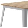 Flash Furniture Declan Commercial Outdoor Dining Table with Umbrella Hole, All Weather Poly Resin Top and Steel Base, 30″ x 60″, Brown/Silver(Brown Top/Silver Frame)