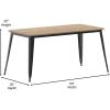 Flash Furniture Declan Commercial Outdoor Dining Table with Umbrella Hole, All Weather Poly Resin Top and Steel Base, 30″ x 60″, Brown/Silver(Brown/Black)