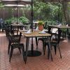 Flash Furniture Declan Commercial Outdoor Dining Table with Umbrella Hole, All Weather Poly Resin Top and Steel Base, 30″ x 60″, Brown/Silver(Brown/Black)