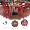 Flash Furniture Declan Commercial Outdoor Dining Table with Umbrella Hole, All Weather Poly Resin Top and Steel Base, 30″ x 60″, Brown/Silver(Brown/Red)