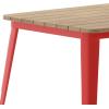 Flash Furniture Declan Commercial Outdoor Dining Table with Umbrella Hole, All Weather Poly Resin Top and Steel Base, 30″ x 60″, Brown/Silver(Brown/Red)