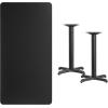 Flash Furniture Graniss 30” x 60” Rectangular Mahogany Laminate Table Top with 22” x 22” Table Height Bases(Black)