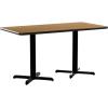 Flash Furniture Graniss 30” x 60” Rectangular Mahogany Laminate Table Top with 22” x 22” Table Height Bases(Natural)