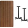 Flash Furniture Graniss 30” x 60” Rectangular Mahogany Laminate Table Top with 22” x 22” Table Height Bases(Walnut)
