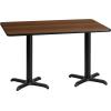 Flash Furniture Graniss 30” x 60” Rectangular Mahogany Laminate Table Top with 22” x 22” Table Height Bases(Walnut)