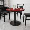 Flash Furniture Graniss 36” Round Walnut Laminate Table Top with 24” Round Table Height Base(Mahogany)