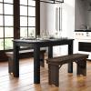 Flash Furniture HERCULES Series 46″ x 30″ Rectangular Antique Rustic White Solid Pine Farm Dining Table(Black Wash)