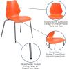 Flash Furniture HERCULES Series 770 lb. Capacity White Stack Chair with Lumbar Support and Silver Frame(Orange)