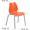 Flash Furniture HERCULES Series 770 lb. Capacity White Stack Chair with Lumbar Support and Silver Frame(Orange)