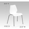 Flash Furniture HERCULES Series 770 lb. Capacity White Stack Chair with Lumbar Support and Silver Frame(White)