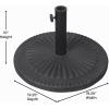 Flash Furniture Kona Universal Cement Patio Umbrella Base with Weatherproof Sunburst Pattern Plastic Polymer Coating – 19.25″ Diameter, Black(Black)