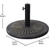 Flash Furniture Kona Universal Cement Patio Umbrella Base with Weatherproof Sunburst Pattern Plastic Polymer Coating – 19.25″ Diameter, Black(Bronze)