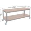 Flash Furniture Livingston Collection TV Stand in Brown Oak Wood Grain Finish with Metal Wheels