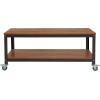 Flash Furniture Livingston Collection TV Stand in Brown Oak Wood Grain Finish with Metal Wheels