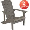 Flash Furniture Set of 2 Gray Poly Resin Adirondack Chairs & Commercial Poly Resin Adirondack Side Table – All Weather