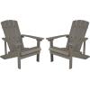 Flash Furniture Set of 2 Gray Poly Resin Adirondack Chairs & Commercial Poly Resin Adirondack Side Table – All Weather