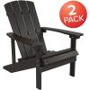 Flash Furniture Set of 2 Slate Gray Poly Resin Adirondack Chairs and Black Poly Resin Adirondack Side Table – All Weather Indoor/Outdoor