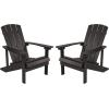 Flash Furniture Set of 2 Slate Gray Poly Resin Adirondack Chairs and Black Poly Resin Adirondack Side Table – All Weather Indoor/Outdoor