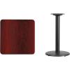Flash Furniture Stiles 24” Square Black Laminate Table Top with 18” Round Table Height Base(Mahogany)