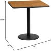 Flash Furniture Stiles 24” Square Black Laminate Table Top with 18” Round Table Height Base(Natural)